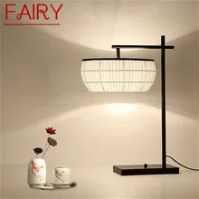 Lampe LED féerique noire de bureau, Design moderne, luminaire décoratif de luxe en tissu pour chambre à coucher, salon, hall d'entrée