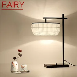 Lámpara LED de escritorio de diseño moderno, luz de dormitorio negra, tela de lujo decorativa para el hogar, sala de estar y vestíbulo