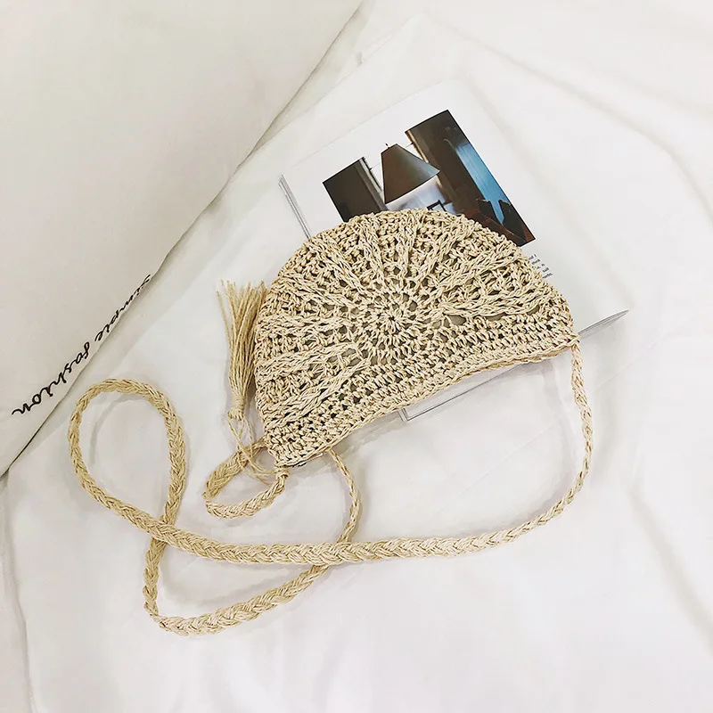 

2019 New Style Korean-style Handmade Straw Bag Holiday Beach Weaving WOMEN'S Bag Crochet Summer Day Casual Hand Bag