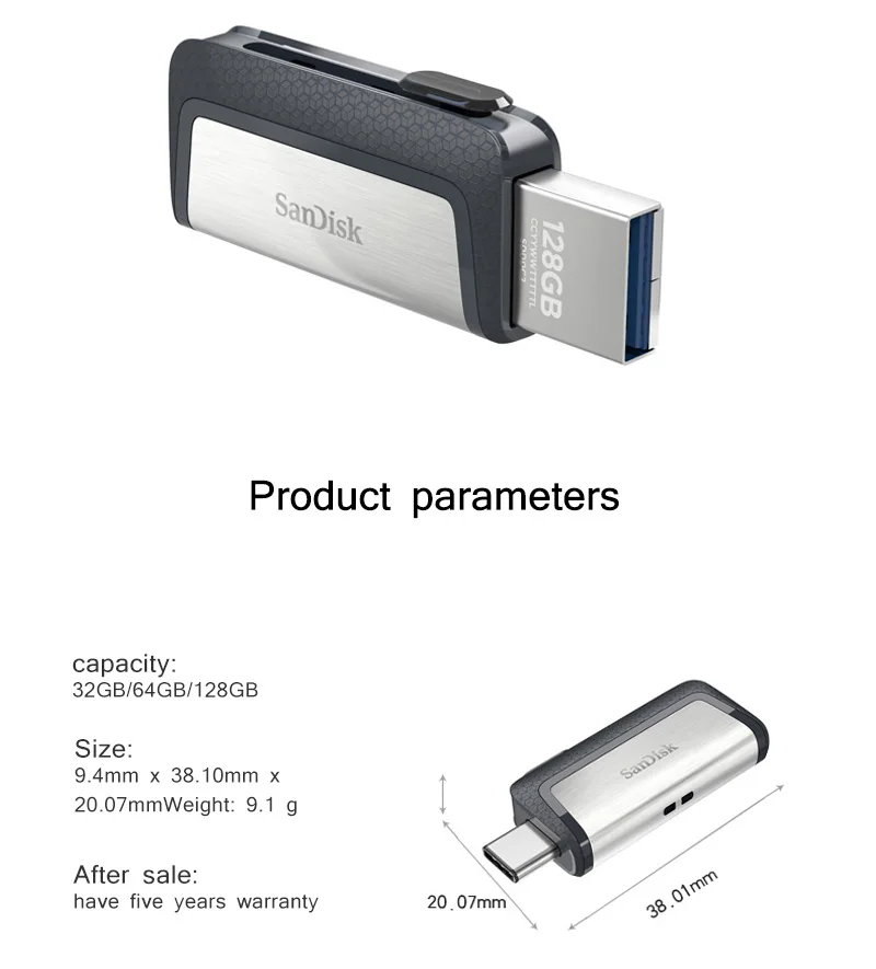 Флеш-накопитель sandisk для смартфонов 128G OTG USB-C флеш-накопитель 16 Гб Usb 3,1 Флешка 64 Гб OTG type-c флеш-накопитель 32 Гб накопители для ПК