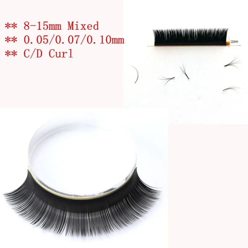 3 Trays 1 Second Blooming Easy Fan Lashes 16 Lines Mixed Big Flower 1`s 3D Silk Eyelash Extensions (31)