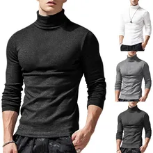 Mens High Collar Turtle Neck T Shirt Tops Long Sleeve Elastic Jumper Sweater Tee