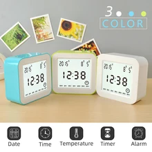 Вращающийся настольный цифровой будильник с термометром большой ЖК-дисплей; часы квадратный Настольный дисплей Despertador домашний декор