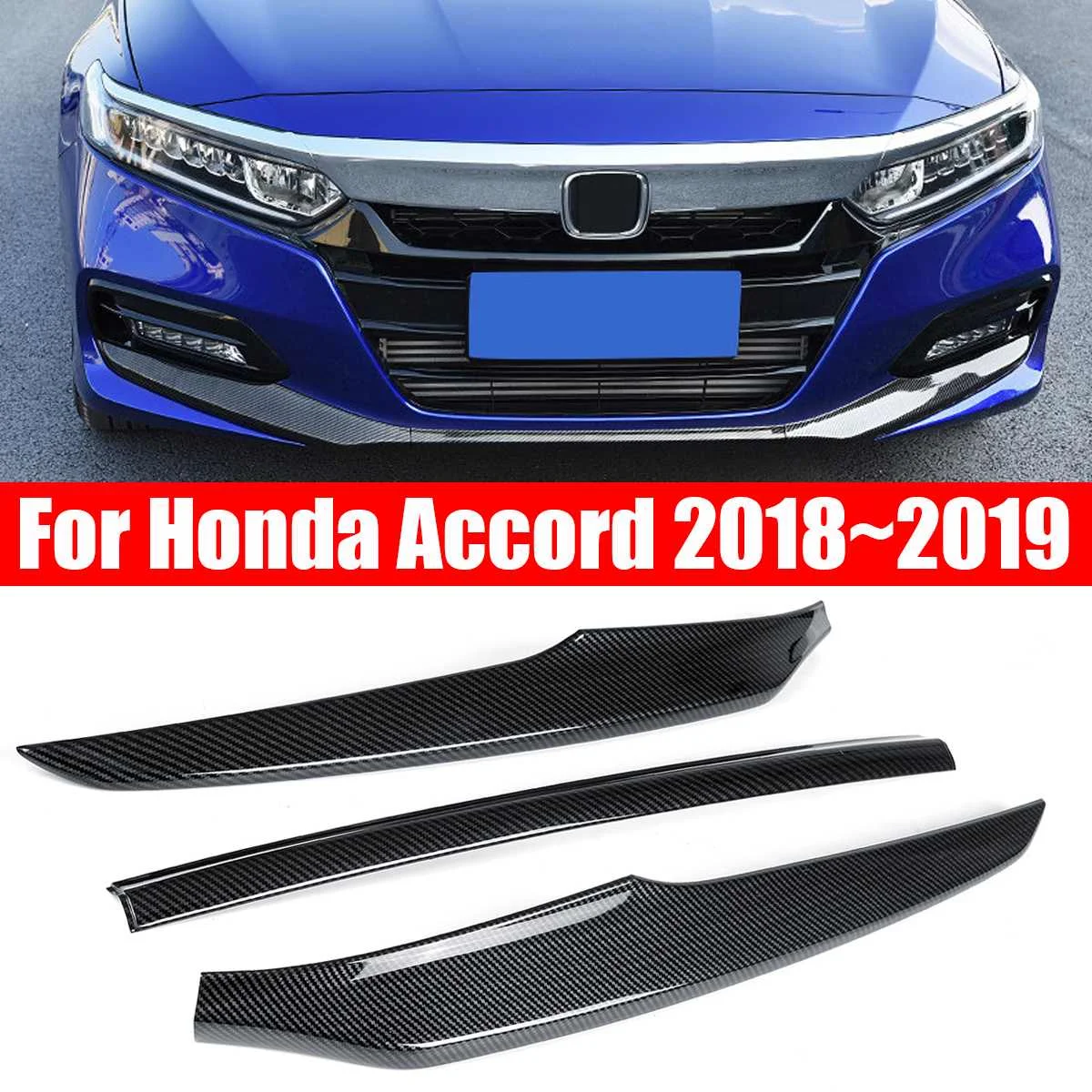 3 шт. передний бампер из углеродного волокна для Honda для Accord- Передняя накладка покрышка для губ комплект кузова спойлер бампер