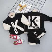 Комплект зимней одежды для мальчиков и девочек 0-4 лет, Повседневный теплый милый детский костюм с мультипликационным принтом, детская одежда, толстовка+ штаны, 2 предмета