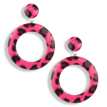 

2020 Earings Earing Aretes Leopard Pattern Round Earrings Acrylic Plate Bright Color Exaggerated Snake Skin Flower Ear Nails