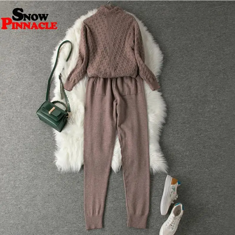 Женский трикотажный спортивный костюм теплые мягкие Пуловеры с высоким воротом