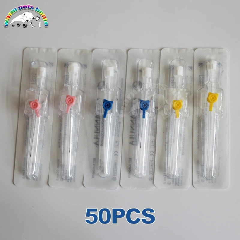 50pcs Veterinary Iv Cannula Iv Catheter With Injection Valve