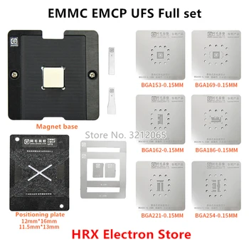 

0.15mm EMMC EMCP UFS Universal Soldering jig Platform With BGA153 BGA162 BGA169 BGA186 BGA221 BGA254 Reballing Stencil