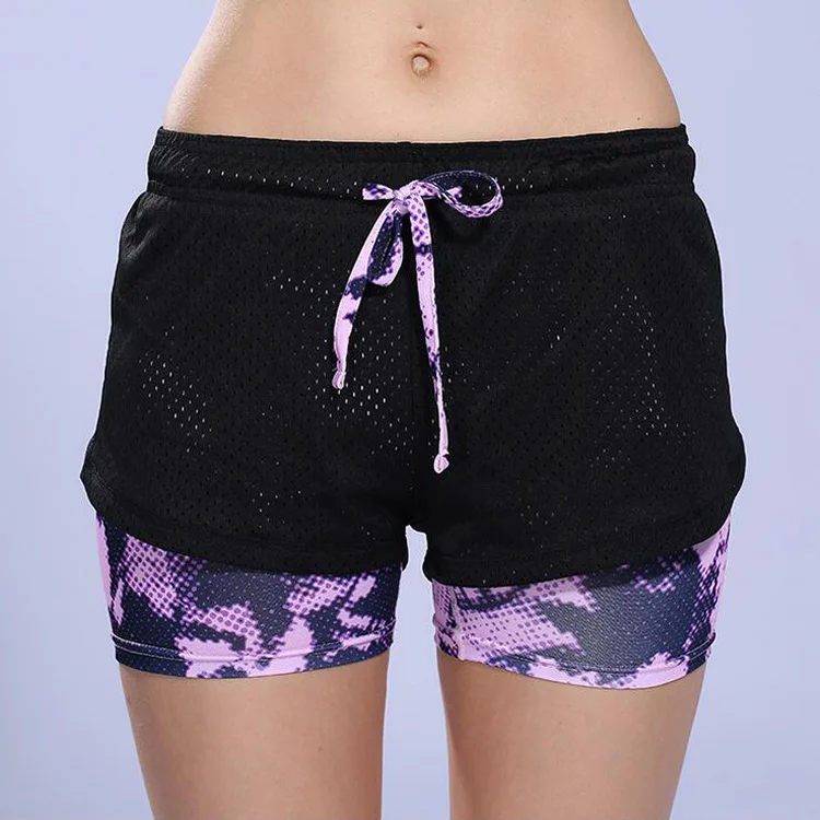 

Summer Sports Shorts Women's Anti-Exposure Outdoor Running Fitness Quick Drying Pants with Lining Mock Two-Piece Yoga Shorts Pri