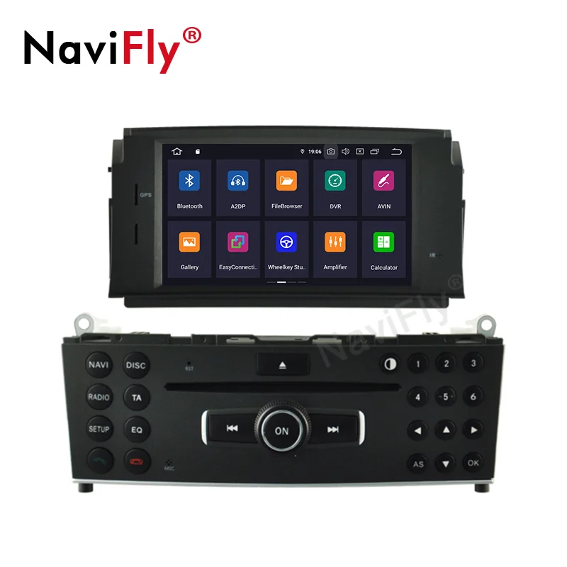 NaviFly 4+ 64G PX5 Автомобильный мультимедийный плеер Android 9,0 Автомобильный DVD Радио аудио gps плеер для Mercedes Benz C200 C180 W204 2007-2010