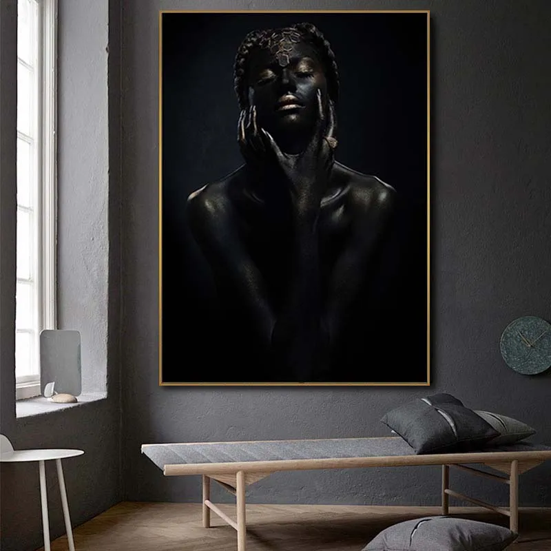 Contemplator черная Обнаженная африканская художественная картина маслом на холсте