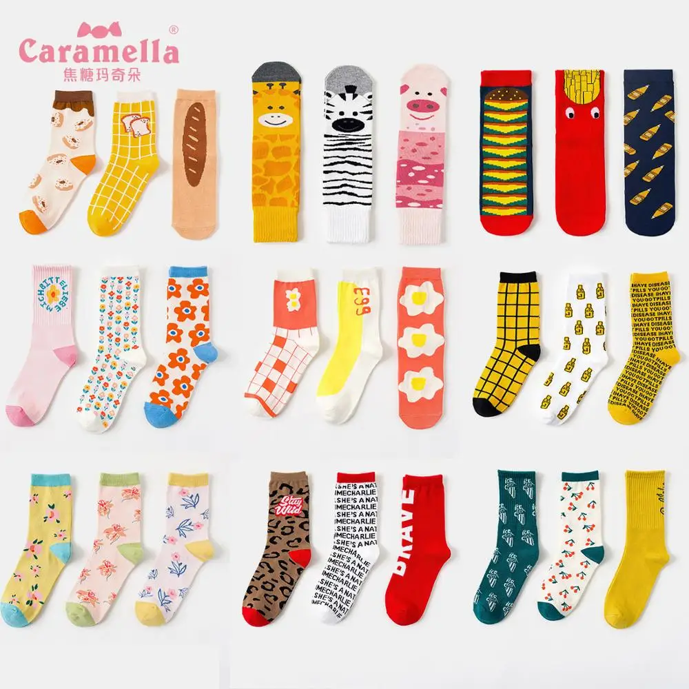 3 пары осенне-зимних коротких носков с забавным рисунком для девочек модные женские мягкие носки 35-40