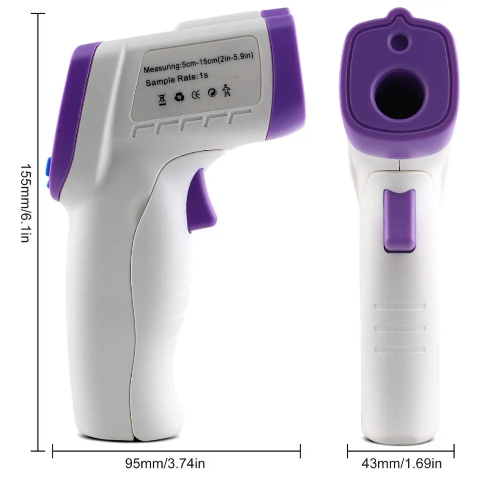 

electronic components DT808C non-contact infrared thermometer handheld electronic thermometer gun thermom ABS white purple HOT