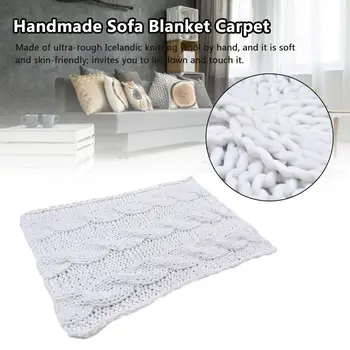 

Handmade Sofa Blanket Knitted Thick Large Pet Bed Mat Rug for Living Room