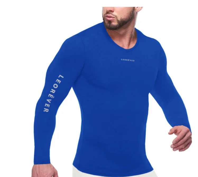 Спортивная рубашка с длинным рукавом, Мужская компрессионная футболка для фитнеса, быстросохнущая облегающая спортивная одежда, футболка для бега в тренажерном зале, тонкая футболка
