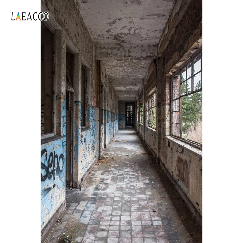 

Laeacco Deserted School Classroom Corridor Interior Photography Backgrounds Customized Photographic Backdrops For Photo Studio