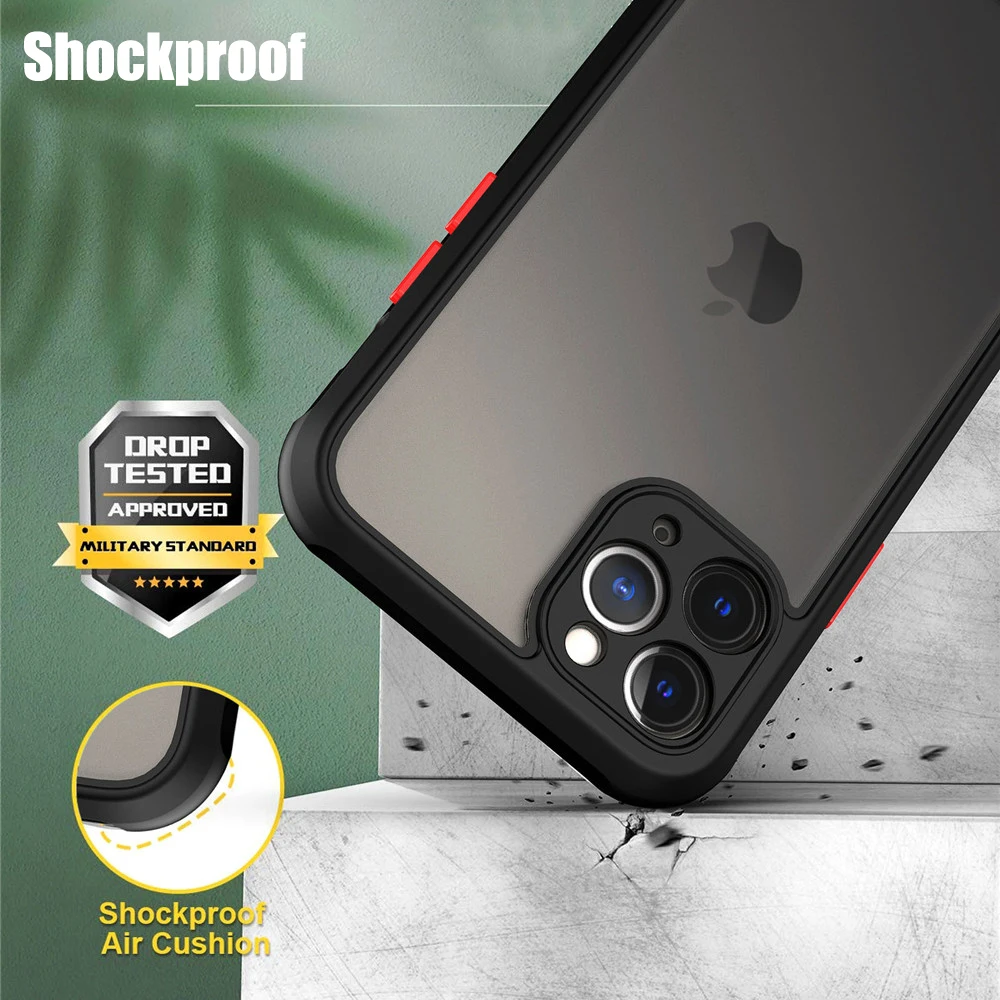 Противоударный чехол для телефона iPhone 12 11 Pro X XR XS Max 7 8 Plus SE2020 прозрачный жесткий
