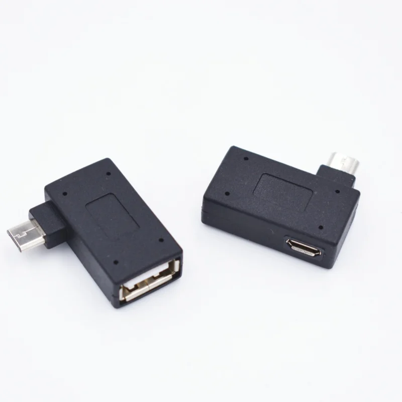 10 шт./лот 90 градусов левый угловой микро USB OTG Хост адаптер конвертер с портом