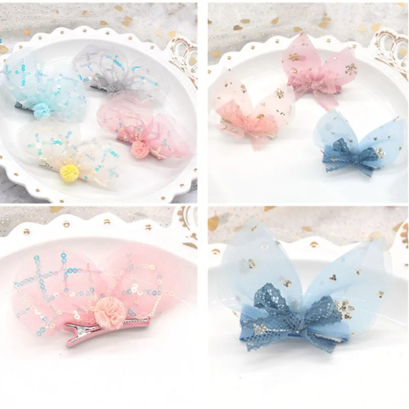 mixed all designs 10 шт./лот, заколки для волос с кроличьими ушками, детский бант, блестки, мультяшная шпилька с животными, головные уборы, аксессуары для волос для девочек - Цвет: mixed all designs