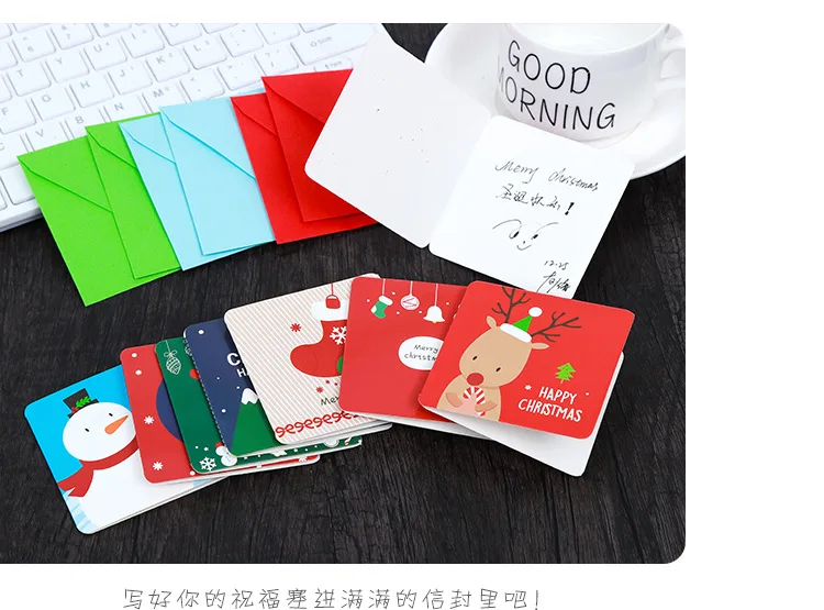 24 шт./компл. мультфильм Мини Санта Клаус Снеговик открытка merry Christmas с конверт поздравительная открытка на Рождество подарок на год карты