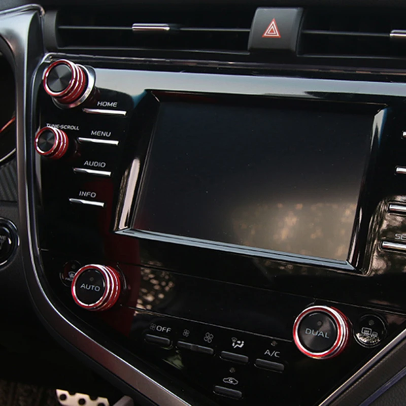 5 шт. автомобильный переключатель Чехлы Красного кондиционер+ аудио+ Функция кнопка круг отделка Подходит для Toyota Camry Задние Зеркала крышка выключателя