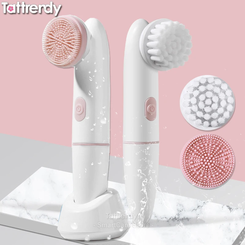 

sonic face cleaning brush electric silicone facial brush cleansing machine skincare face washer vibrating cleanser face massager
