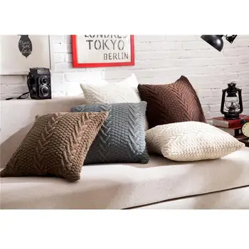 

Wool Knit Solid Plush Square Sofa Cushion Cover Throw Pillow Case Decorbox (without Core) Home Decor Supplies
