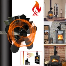 5-Blade Heat Powered Stove Fan Silent Operation Eco-Friendly Fireplace Fan Fuel Efficient Top Fan for Chimney Wood Log Burner