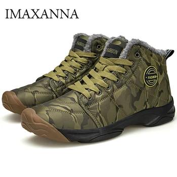 

IMAXANNA Winter Men Boots Leather Men Shoes Keep Warm Camouflage Men Casual Shoes Non-slip Waterproof Snow Boots Plus Size 39-48