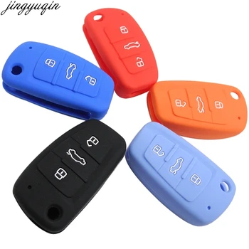 

jingyuqin Remote 3 Buttons Silicone Folding Flid Car Key Case Cover For Audi A2 A3 A4 A6 A6L A8 S5 Q7 TT Holder