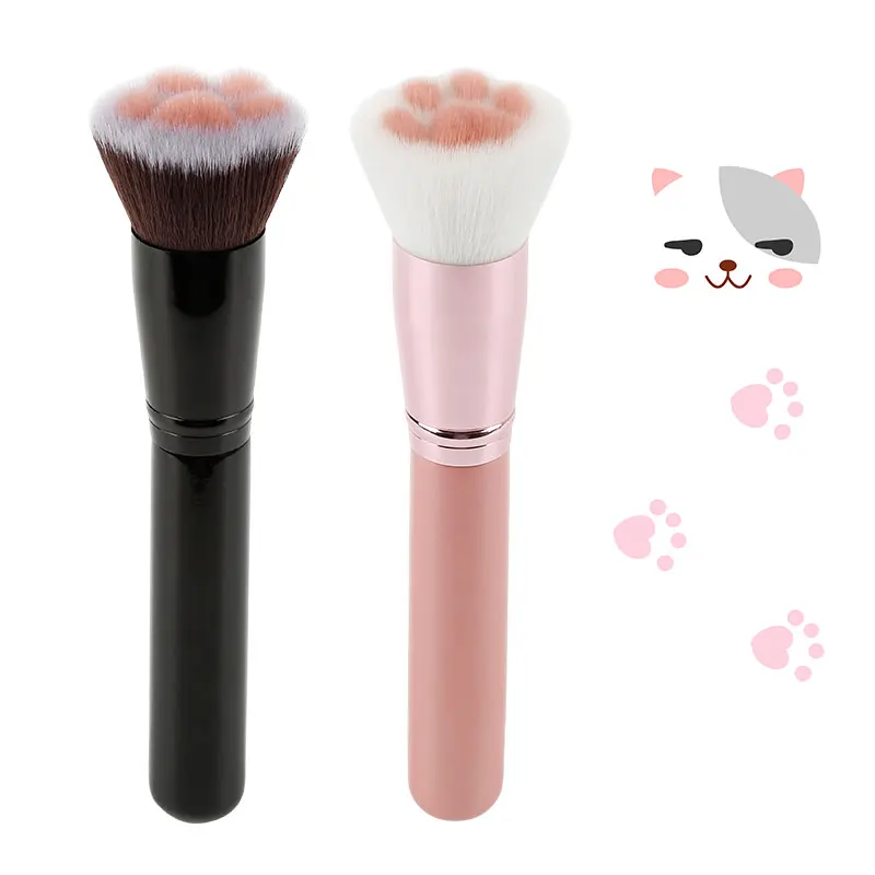 Cute Cat Claw Makeup Brushes with wooden handle Kawaii pink Foundation Concealer Blush highlighter powder brush beauty tools hot