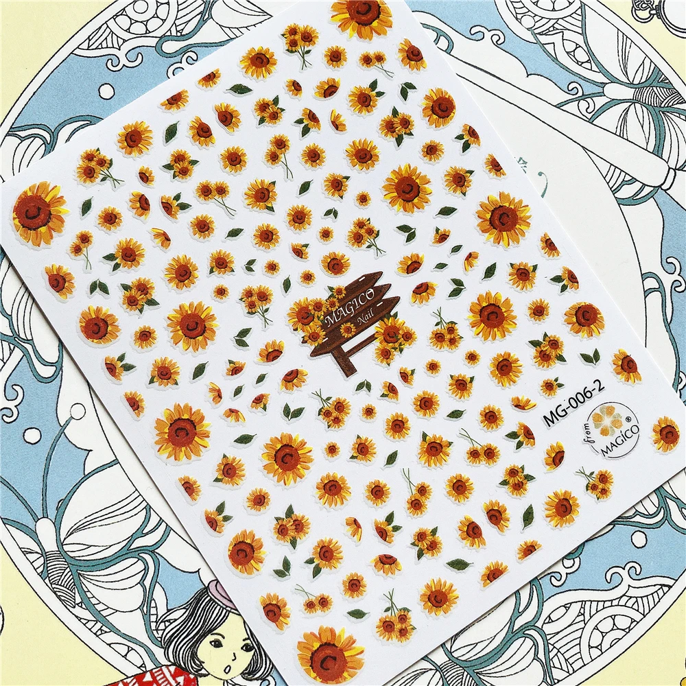 

MG-006-2 MG-388 MG-355 Sea of flowers 3D Back glue Nail Art Stickers Decals Sliders Nail ornament decoration