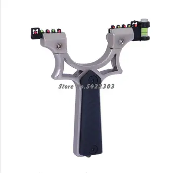 

Level + Fiber Optic Aiming Slingshot G10 Alloy Patch Sling Shot Outdoor Hunting Precision Fast Flattened Rubber Band Game Bow