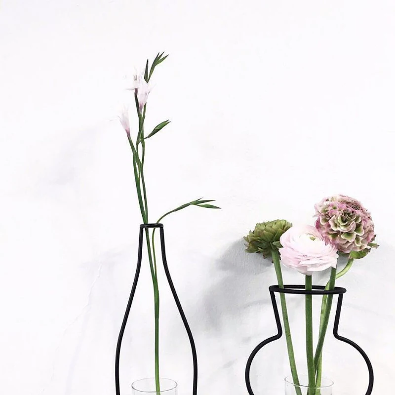 Художественный стиль ретро железная линия цветы ваза металлический держатель для растений креативный Современный твердый скандинавский стиль s железная ваза домашнее Искусство украшение дома
