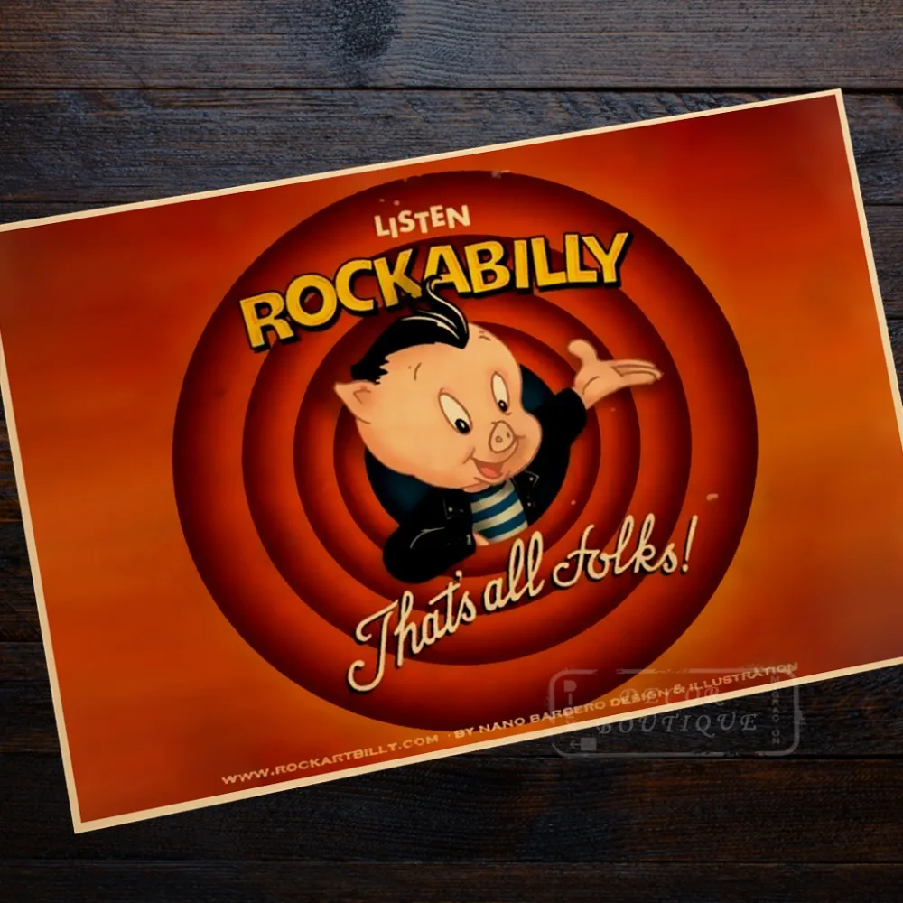The Rockabilly спортивные классические Ретро Винтажные стены из крафт-бумаги наклейки