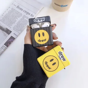 

Luxury Justin Bieber drew house smile case for Apple Airpods 1 2 3 Pro Wireless bluetooth headset silicone trunk headphone cover
