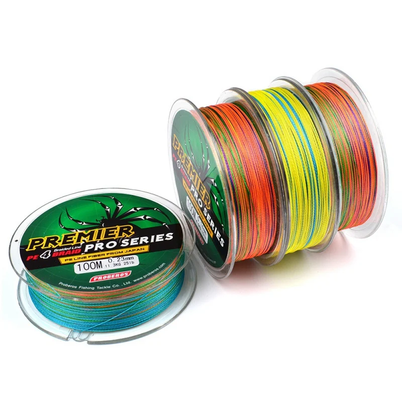 100M PE Fishing Line 4 Strands Braided Super Strong Line Colorful Braided Fishing Line Outdoor Fishing Accessories