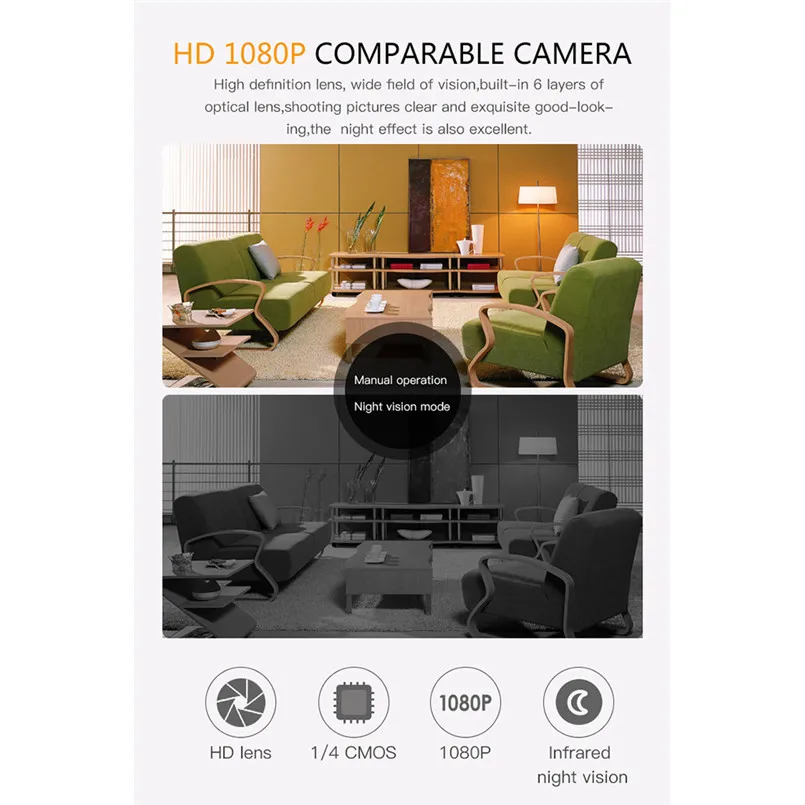 H11 120 ° HD 1080P Мини IP камера безопасности домашняя видеокамера ночного видения Спортивная DV 40DEC27