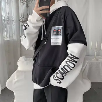 

New-Fashion Mens Spring Autumn 2020 Long Sleeves Hoodies Korean Version Trendy Slouch Pullover Streetwear Tracksuit for Males