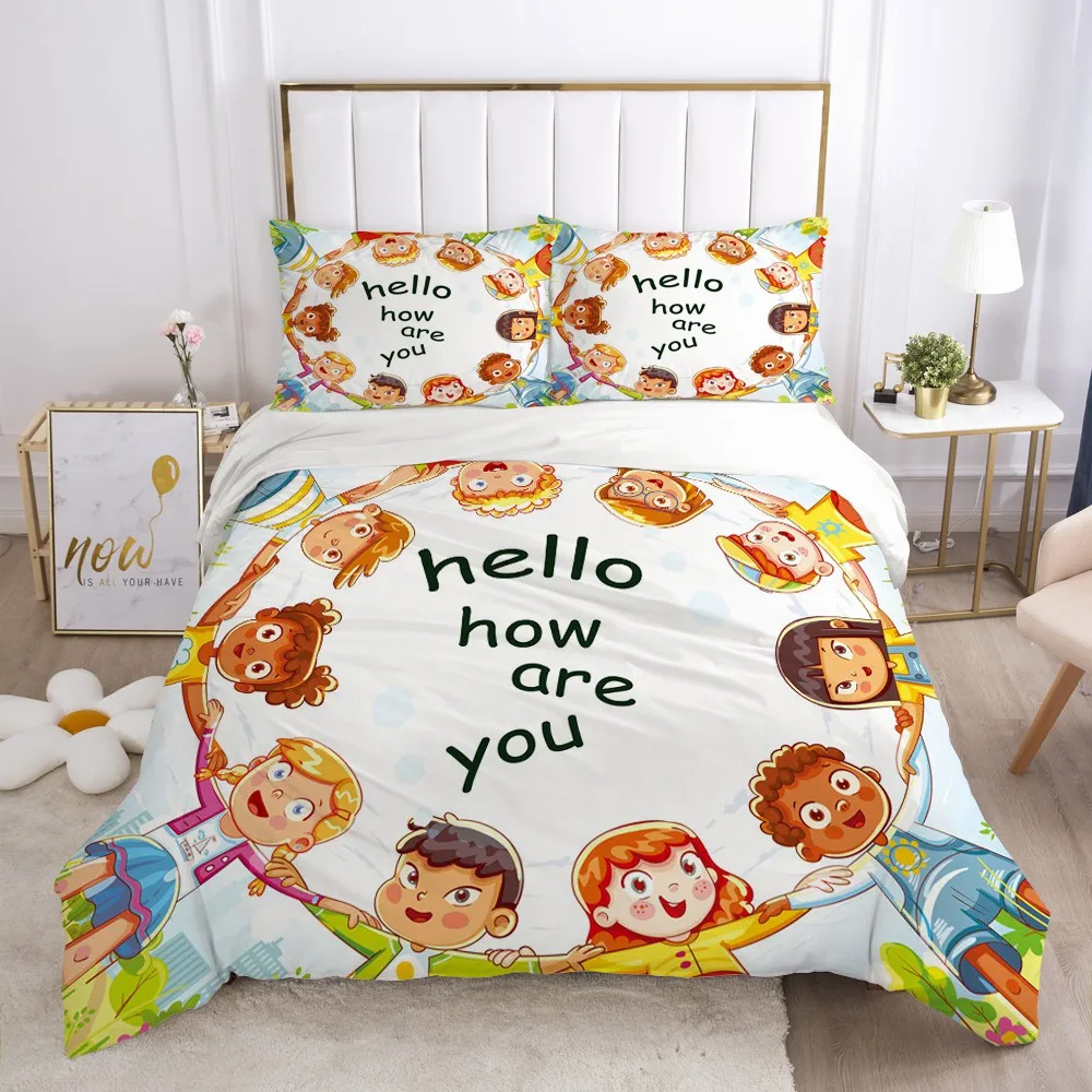 

3D Cartoon Kids Bedding Set for Crib Children Boys Girls Baby Comforter Quilt Duvet Cover Set Pillowcase Single/Double/140*200