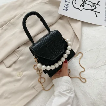 

2020 new trendy wild ins messenger chain bag shoulder small square bag pearl handbag women luxury handbags women bags designer