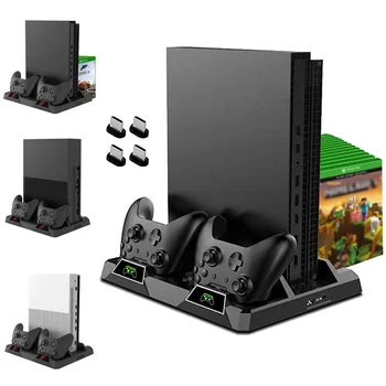 

Cooling Stand For XBOX ONE/S/X Dual Controller Charging Dock Station Vertical Holder With LED 15 Game Slots For XBOX Accessories