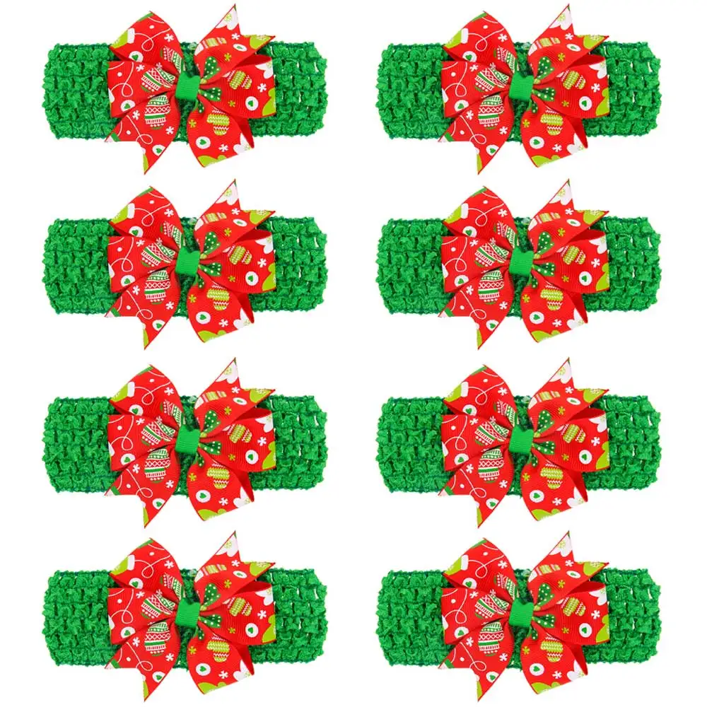 08-8PCS 8 шт.; Рождественская повязка на голову с бантом для маленьких девочек; вязаная повязка на голову; головные уборы; HATWO1031 - Цвет: 08-8PCS