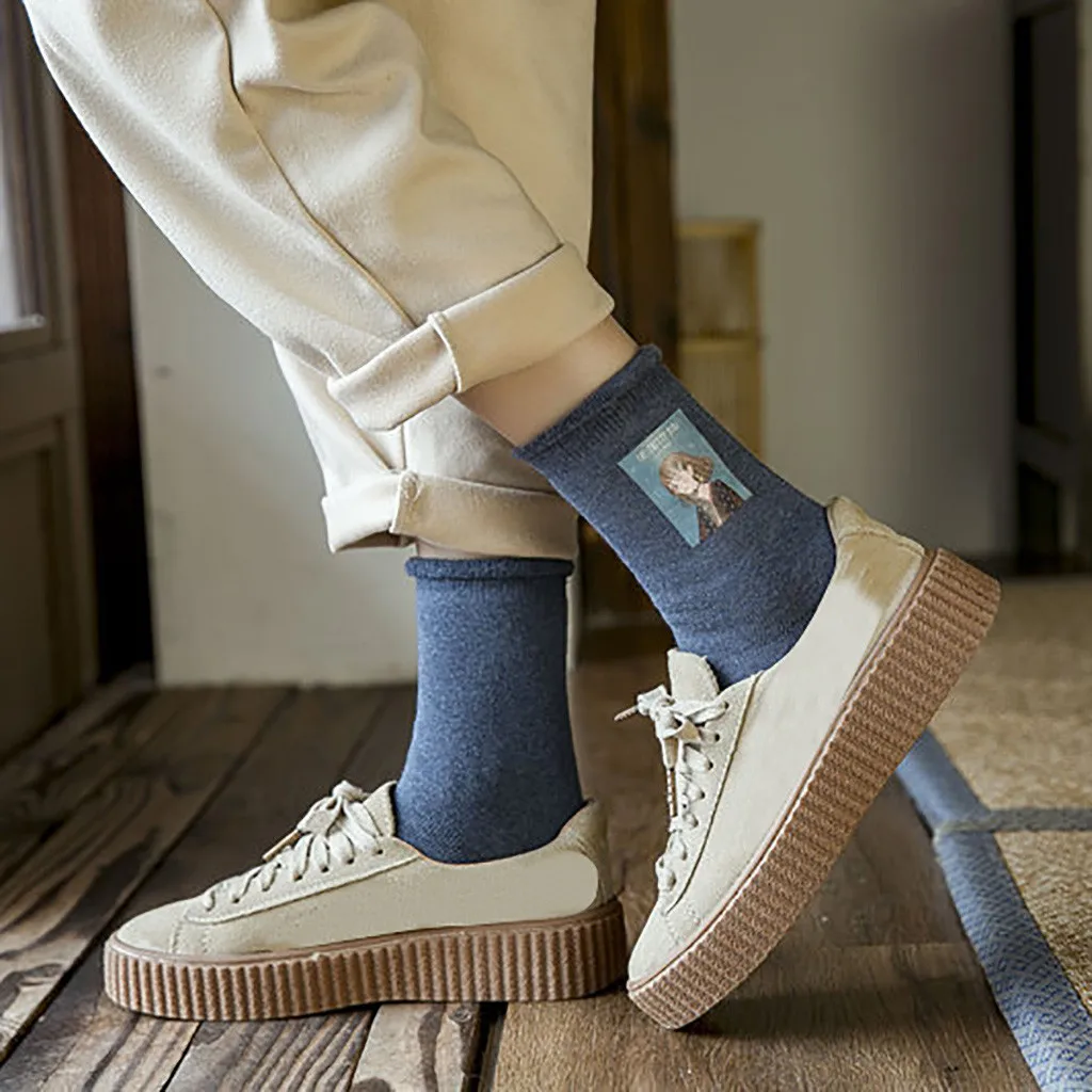 1 пара модных свернутых теплых носков женские носки с мультяшным принтом хлопковые носки толстые теплые носки блестящие носки с металлическими линиями 12,9