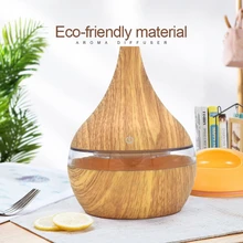 300ml USB Wood Grain Air Humidifier 7 LED Night Light Essential Oil Diffuser A0NC