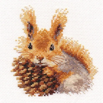 

top Embroidery Cute Squirrel Cross Stitch with Pattern with 14CT Aida Counted Canva&Free Shipping for Home Decor