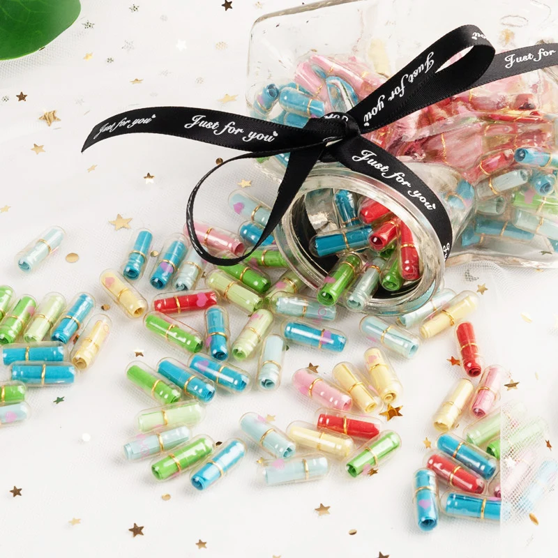 100PCS Mini Message Capsule Party Favors Wedding Birthday Baby Shower Supplies Girlfriend Boyfriend Day Gifts Expression Props