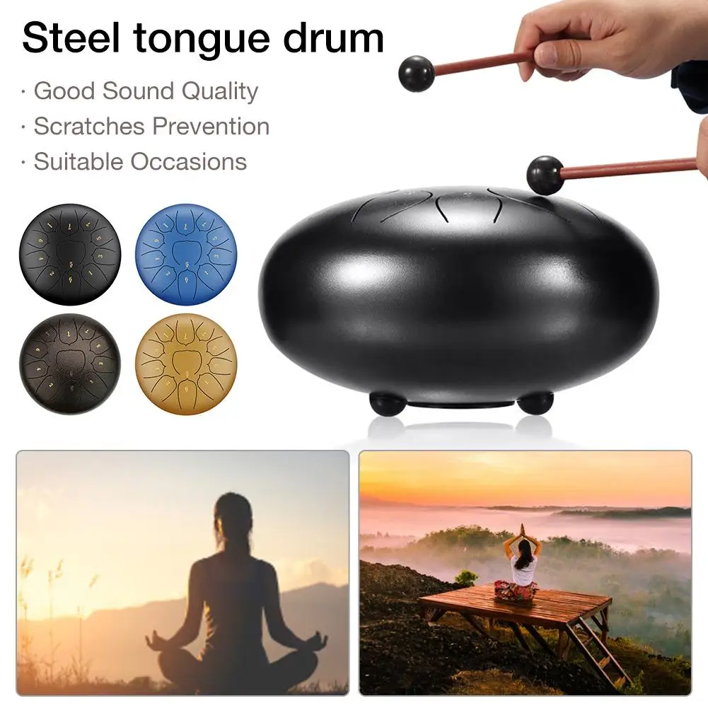10 дюймов 11 нот Pan Drum стальной язык Drum Kit ручной с барабанными молотками Note Sticks