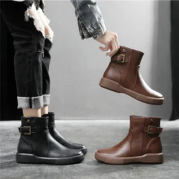 

Martin boots female 2019 new British wind wild single boots flat net red thin thin boots women winter cotton shoes